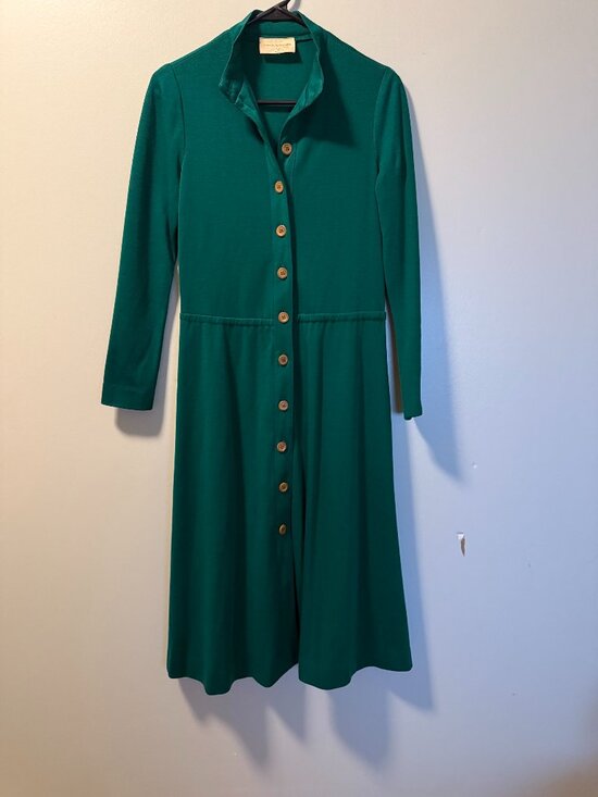 David Warren Dresses & Skirts - Vintage David Warren New York Green Button Front Shirtdress Midi Sz 10